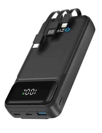 10000mAh Mini Power Bank with Built-in Cables & 22.5W Fast Charging
